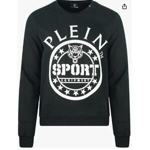 Philipp Plein Sport Sweater Mens Large Black White Cotton Luxury Minimalist